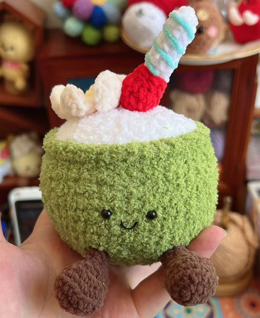 Crochet Coconut Plush Keychain