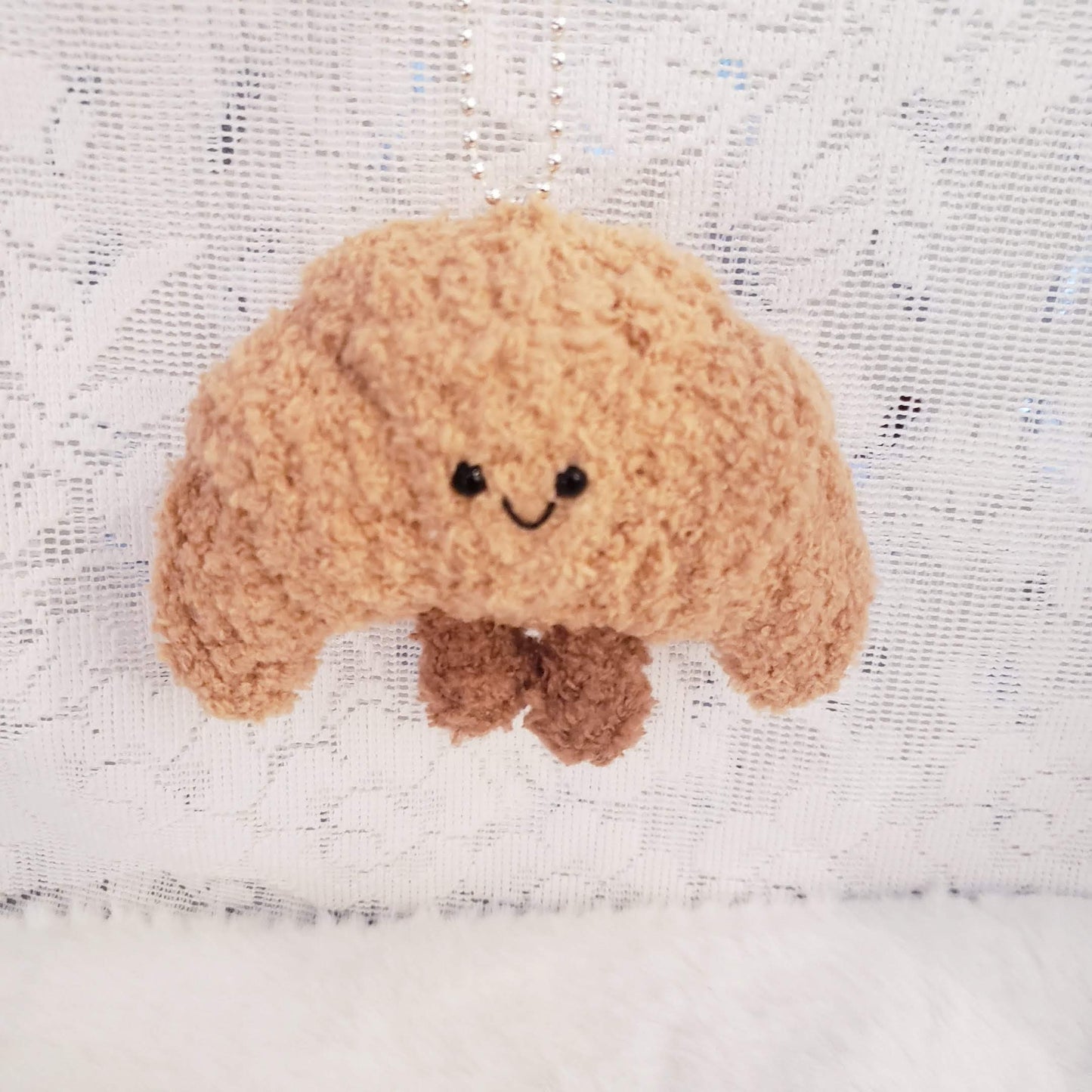 Crochet Croissant Plush Keychain