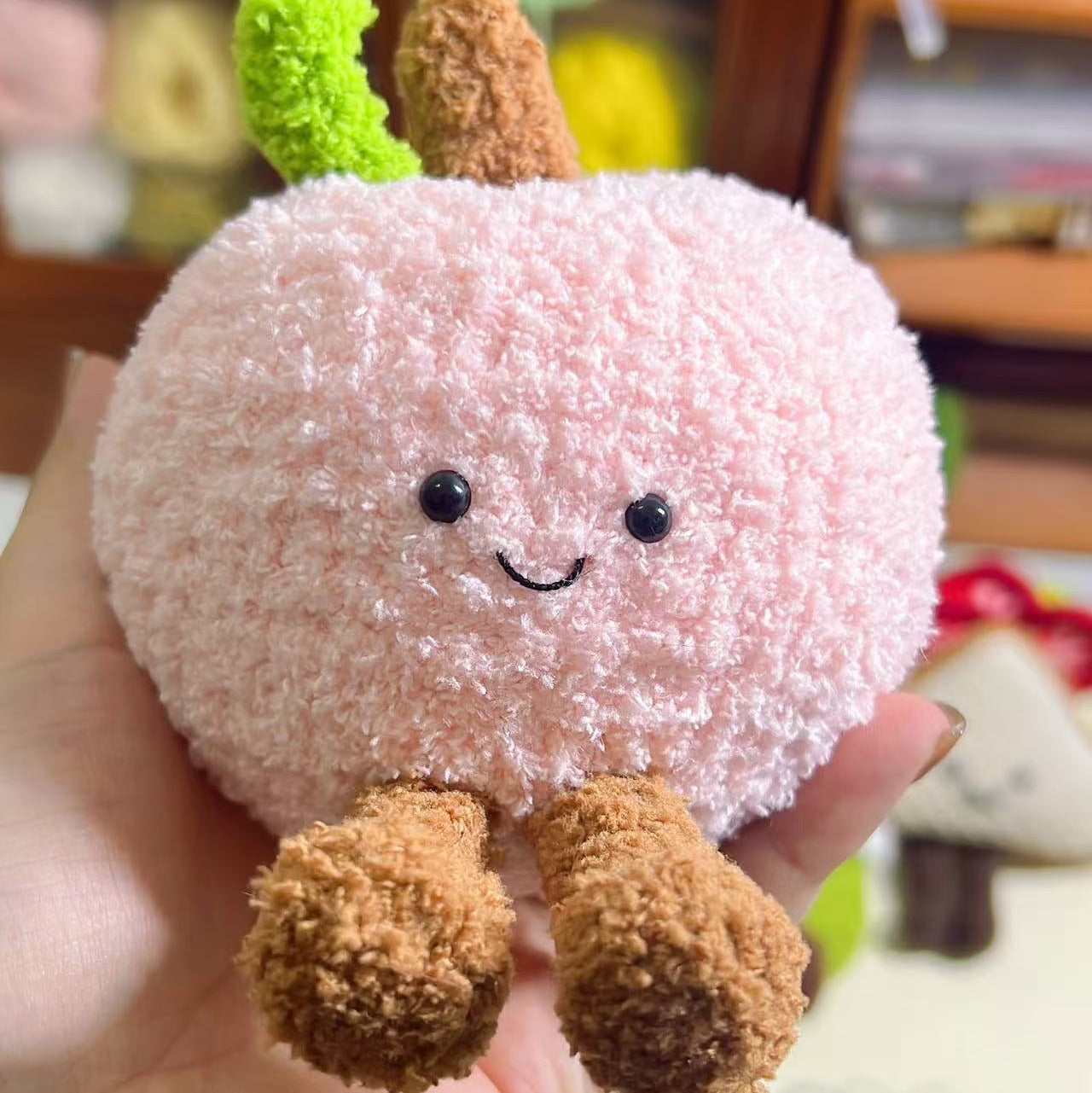 Crochet Peach Plush Keychain