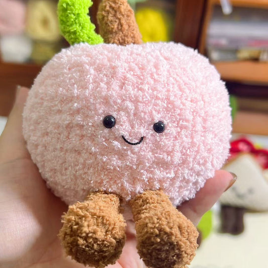 Crochet Peach Plush Keychain