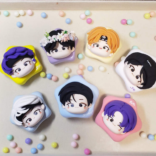 BTS Cartoon Resin Head Keychain