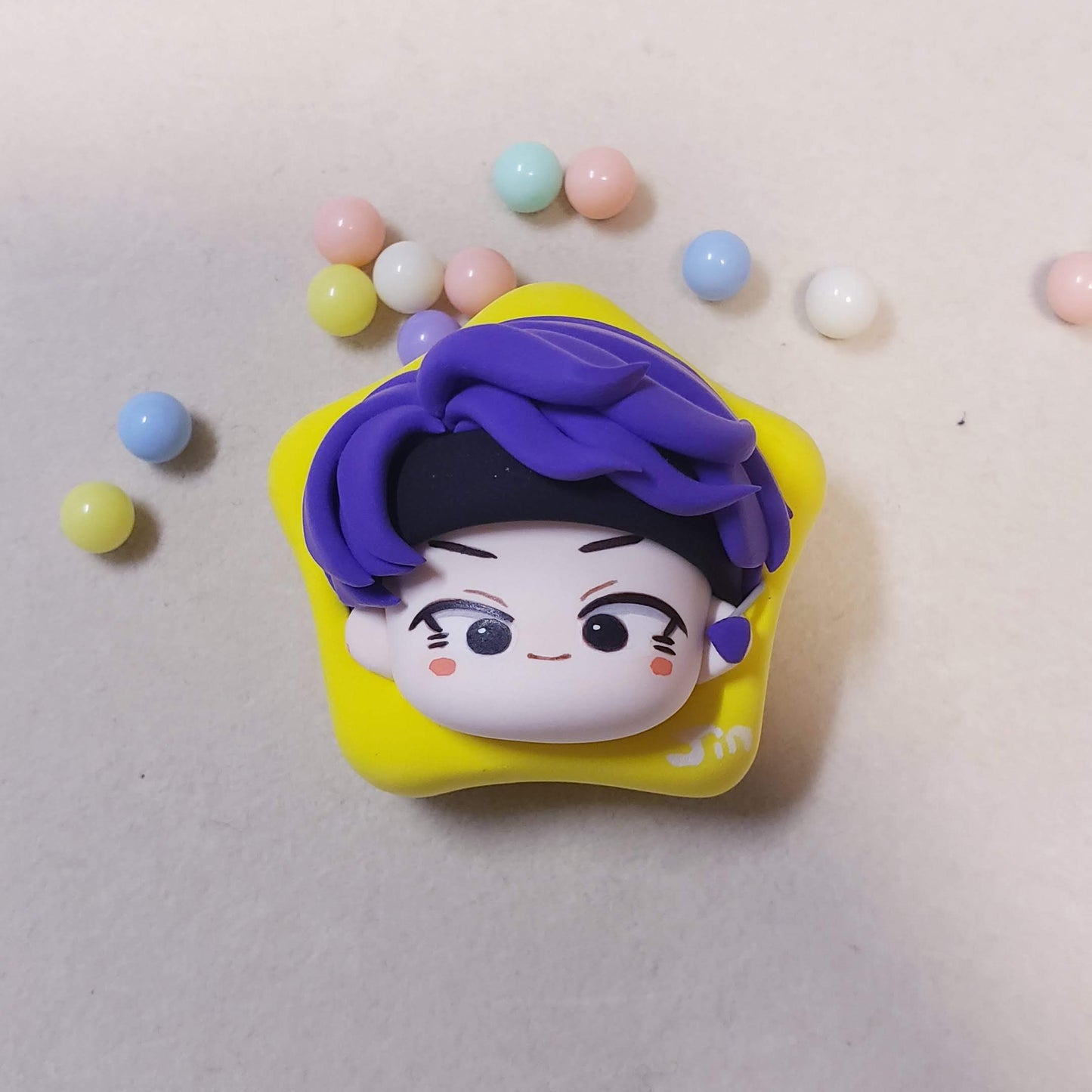 BTS Cartoon Resin Head Keychain