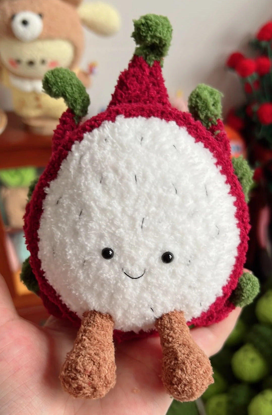 Crochet Dragon Fruit Plush Keychain