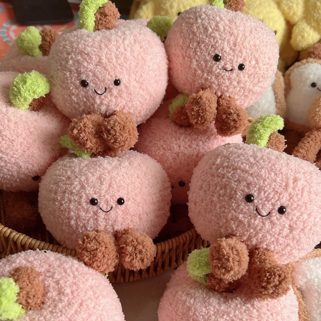 Crochet Peach Plush Keychain