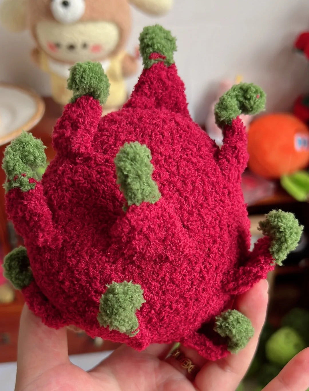 Crochet Dragon Fruit Plush Keychain