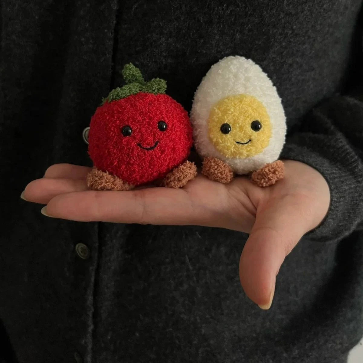 Crochet Tomato Egg Plush Keychain
