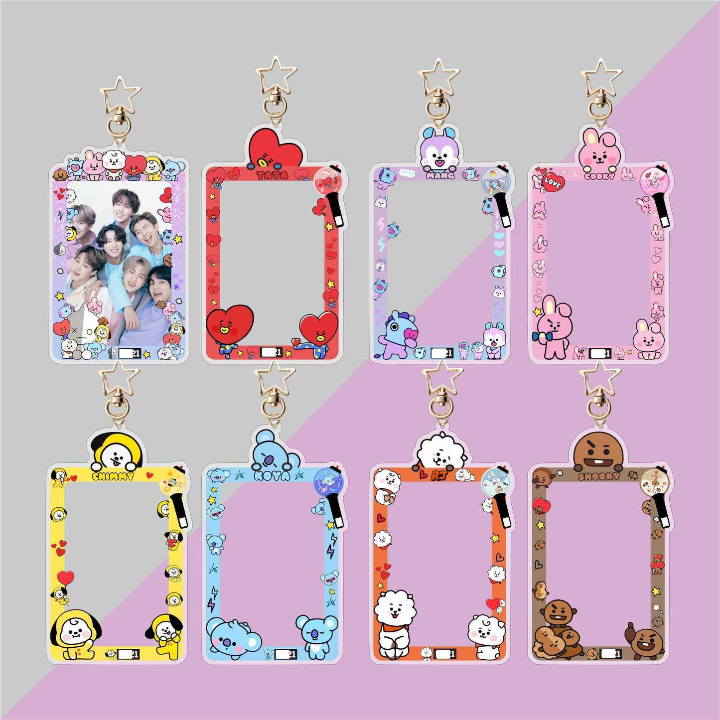 BT21 Character Photocard Holder Keychain
