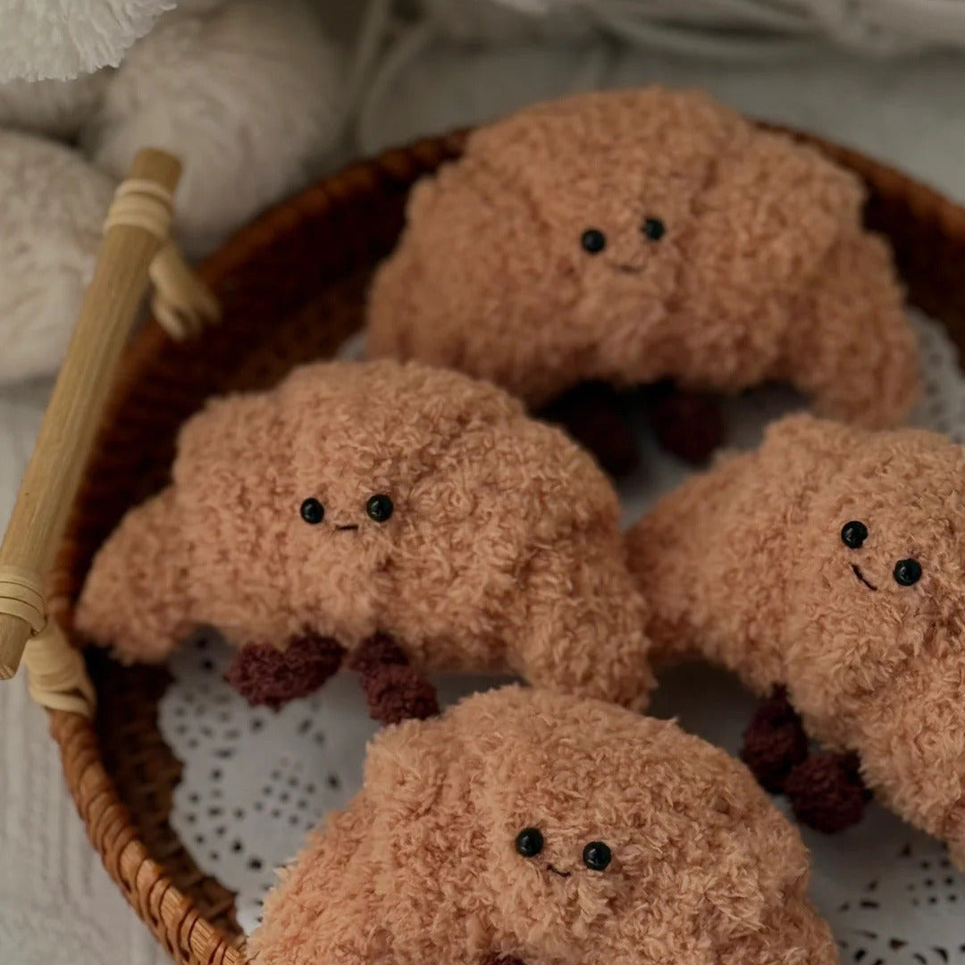 Crochet Croissant Plush Keychain