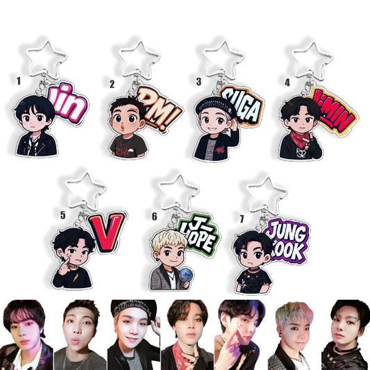 BTS Cartoon Acrylic Keychain