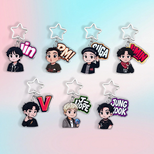 BTS Cartoon Acrylic Keychain