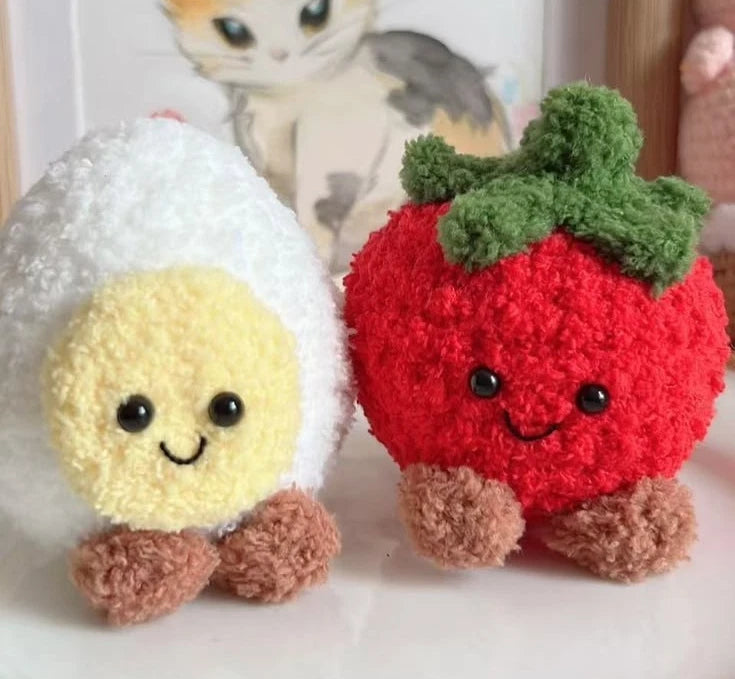 Crochet Tomato Egg Plush Keychain