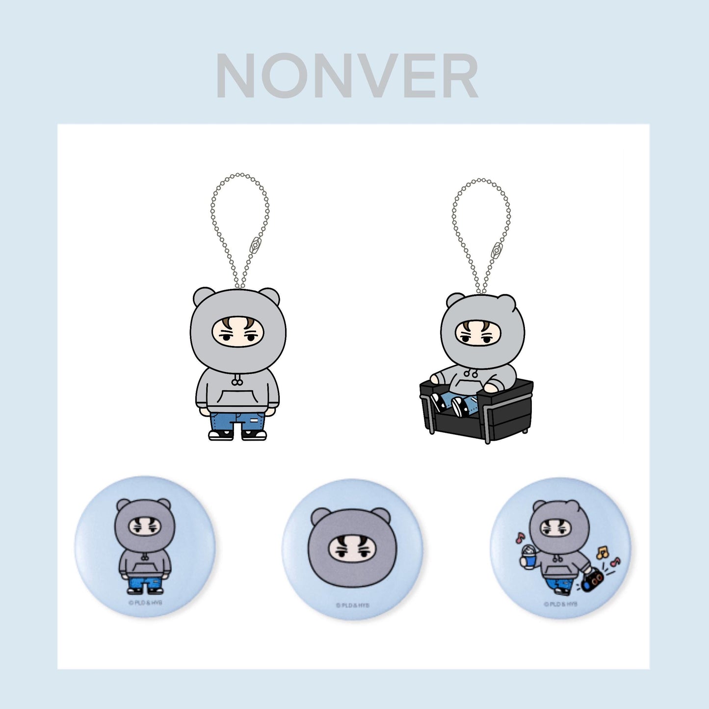 SEVENTEEN Cartoon Acrylic Set — 2 Keychains & 3 Badges Collection