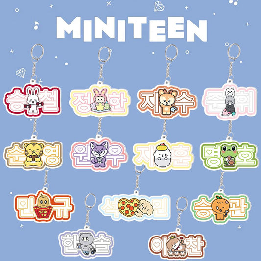 SEVENTEEN MiniTeen Acrylic Keychain with Korean Names — 13 Member Cartoon Charm