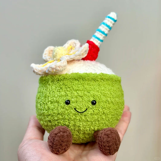 Crochet Coconut Plush Keychain