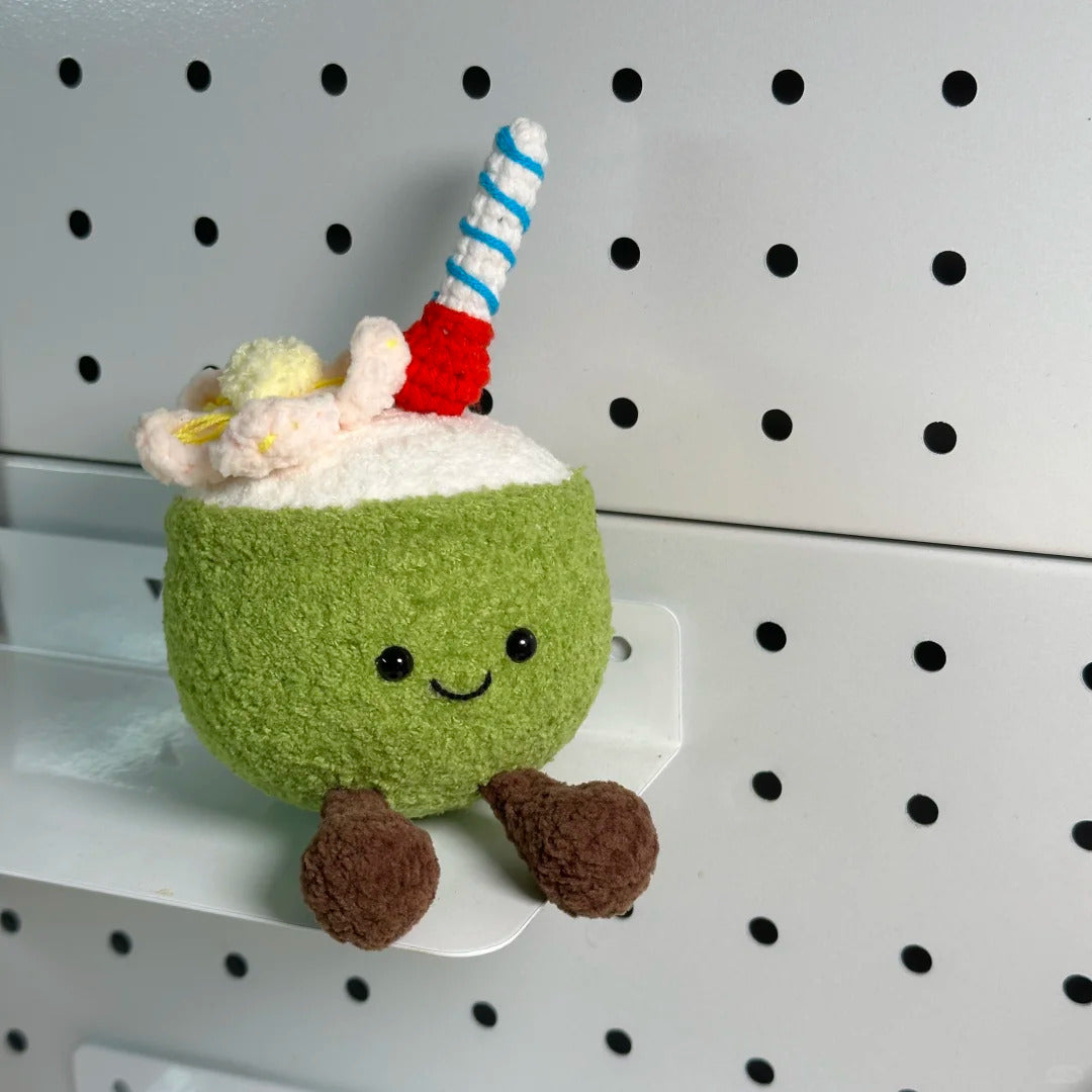 Crochet Coconut Plush Keychain