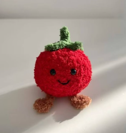 Crochet Tomato Egg Plush Keychain