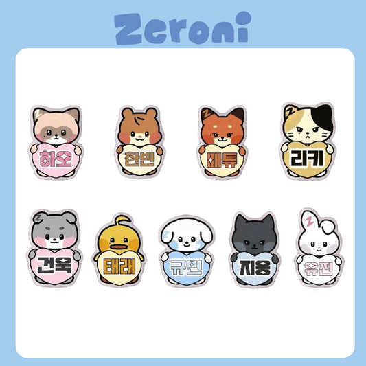 ZEROBASEONE Cartoon Character Pin Badge | ZB1 Fan Merch | Cute K-pop Brooch with Member Names